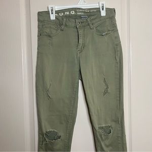 Women’s Light Green Skinny Ripped Jeans